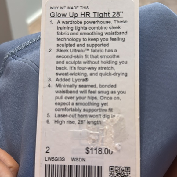 NWT Lululemon Women’s Glow Up HR Tight Leggings 2 BLUE - Picture 7 of 7